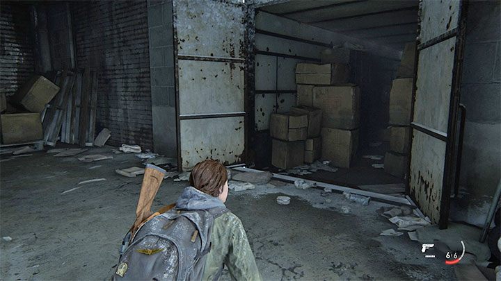 Po wyeliminowaniu potwora zainteresuj się pokazanym na obrazku kontenerem - The Last of Us 2: Patrol sekrety, znajdźki - The Last of Us 2 - poradnik do gry