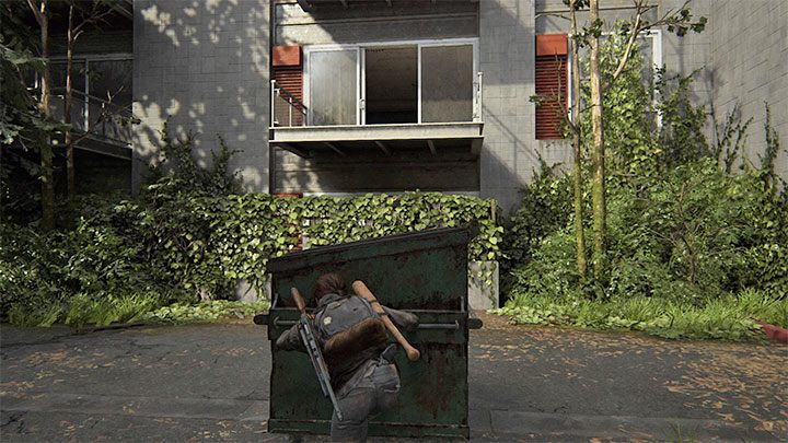 Na tyłach motelu znajduje się budynek mieszkalny i twoim zadaniem jest dostanie się na balkon mieszkania na piętrze - The Last of Us 2: Capitol Hill sekrety, znajdźki - The Last of Us 2 - poradnik do gry