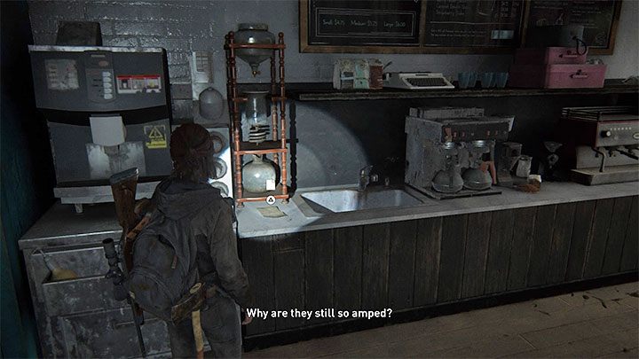 Dokument leży na blacie obok zlewu oraz maszyny do zaparzania kawy - The Last of Us 2: Capitol Hill sekrety, znajdźki - The Last of Us 2 - poradnik do gry
