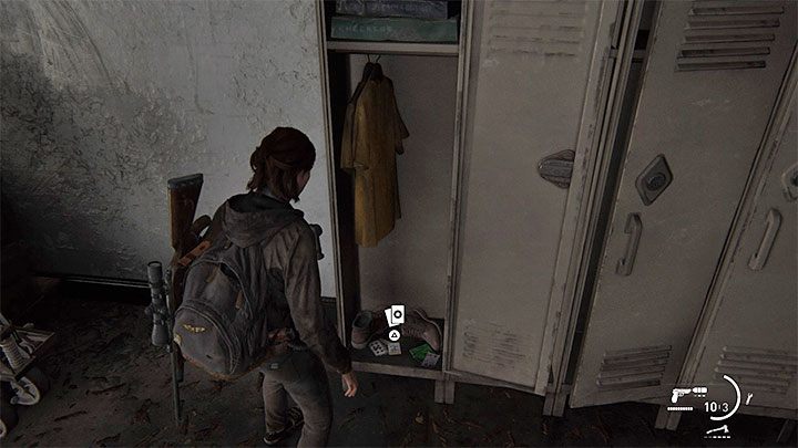 Poszukiwaną karte znajdziesz w jednej z pionowych szafek - The Last of Us 2: Capitol Hill sekrety, znajdźki - The Last of Us 2 - poradnik do gry