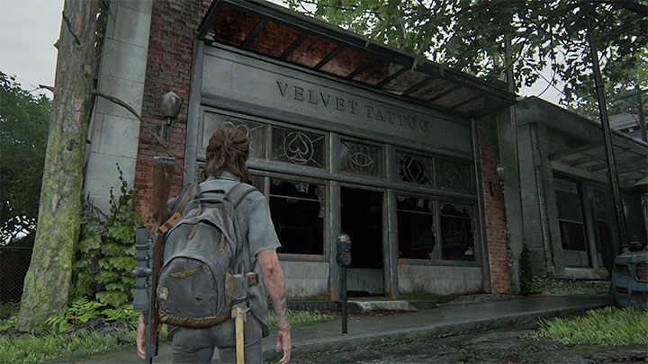 Skieruj się do lewego budynku salonu tatuażu - Velvet Tattoo - The Last of Us 2: Hillcrest sekrety, znajdźki - The Last of Us 2 - poradnik do gry