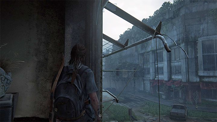W okolicy znajdziesz linę - podnieś ją i przerzuć przez wystający metalowy element zadaszenia - The Last of Us 2: W poszukiwaniu Nory / The Seraphites sekrety, znajdźki - The Last of Us 2 - poradnik do gry