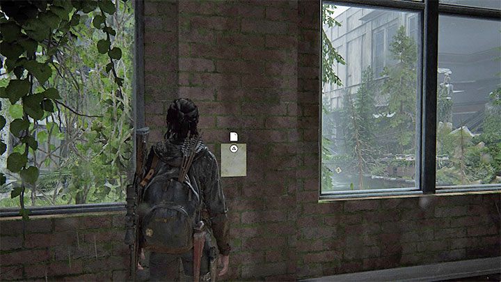 Dokument przybito do fragmentu ściany pomiędzy oknami - The Last of Us 2: Droga do akwarium / Road to the Aquarium sekrety, znajdźki - The Last of Us 2 - poradnik do gry