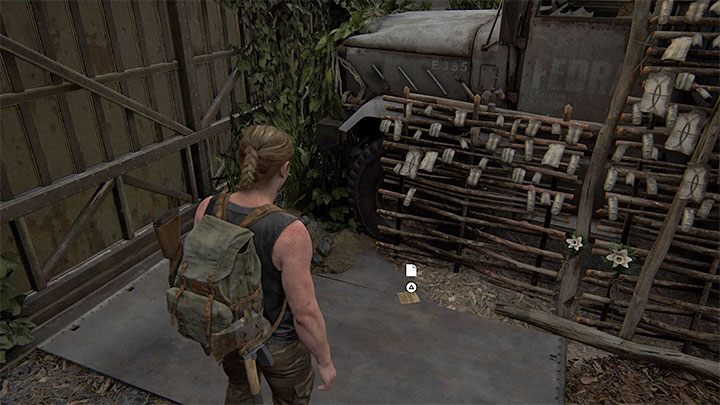 To artefakt i jest on w tej samej lokacji, w której odnalazłeś opisanych powyżej 5 notatek, czyli w pobliżu ołtarza kultystów - The Last of Us 2: Wrogie terytorium / Hostile Territory sekrety, znajdźki - The Last of Us 2 - poradnik do gry