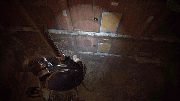 To artefakt i możesz go znaleźć po tym jak w obszarze wymuszającym korzystanie z masek zaliczysz pokazany na obrazku zjazd na linie - The Last of Us 2: Zejście sekrety / The Descent, znajdźki - The Last of Us 2 - poradnik do gry