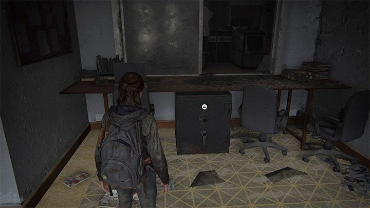 Po wejściu do budynku sądu musisz najpierw rozprawić się z grupą zainfekowanych i następnie zlokalizować schody prowadzące na niższe piętro - The Last of Us 2: Seattle, dzień 1 Ellie - sejfy, kody - The Last of Us 2 - poradnik do gry