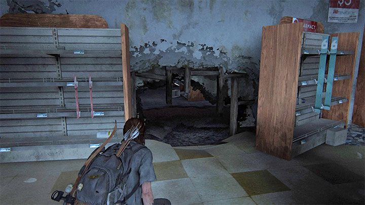 W pokazanym na obrazku miejscu jest otwór w ścianie - The Last of Us 2: Seattle, dzień 2 Ellie - sejfy, kody - The Last of Us 2 - poradnik do gry