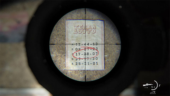 Odszukaj w baraku zawieszoną na tablicy ogłoszeniowej kartkę z numerami loteriii Terra Lotto - The Last of Us 2: Seattle, dzień 1 Abby - sejfy, kody - The Last of Us 2 - poradnik do gry