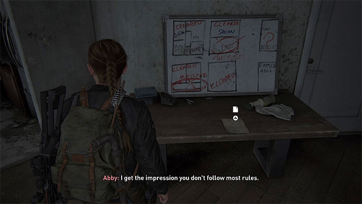 Wewnątrz mieszkania znajdziesz notatkę z podpowiedzią odnośnie kombinacji do otwarcia sejfu - The Last of Us 2: Seattle, dzień 2 Abby - sejfy, kody - The Last of Us 2 - poradnik do gry