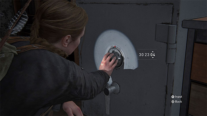 Powróć do sejfu i wprowadź kombinację 30-23-04 (302+304) - The Last of Us 2: Seattle, dzień 2 Abby - sejfy, kody - The Last of Us 2 - poradnik do gry