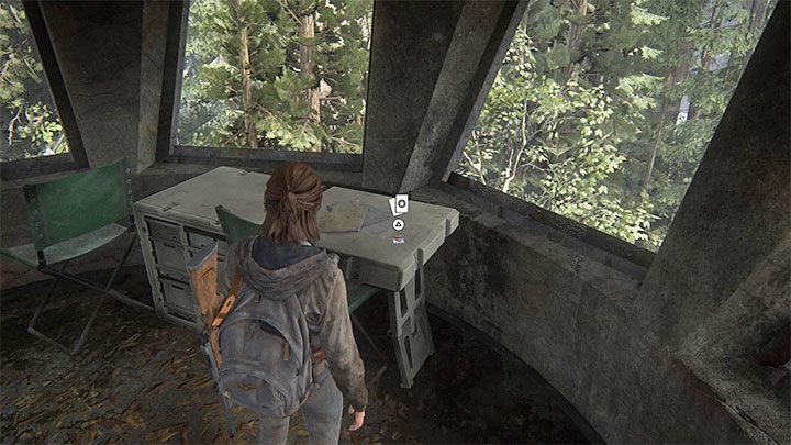 Karta kolekcjonerska leży na biurku w punkcie widokowym wieży - The Last of Us 2: Brama / The Gate sekrety, znajdźki - The Last of Us 2 - poradnik do gry