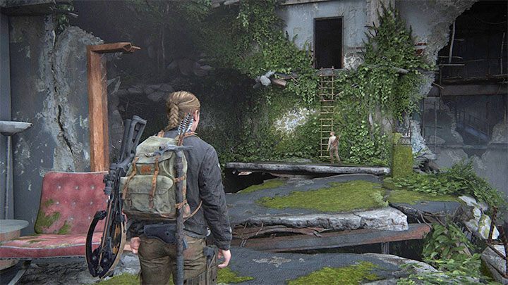 To artefakt i odnajduje się go w trakcie dłuższej wspinaczki, która zakłada między innymi skorzystanie z pokazanej na obrazku drabiny - The Last of Us 2: Droga na skróty / The Shortcut sekrety, znajdźki - The Last of Us 2 - poradnik do gry