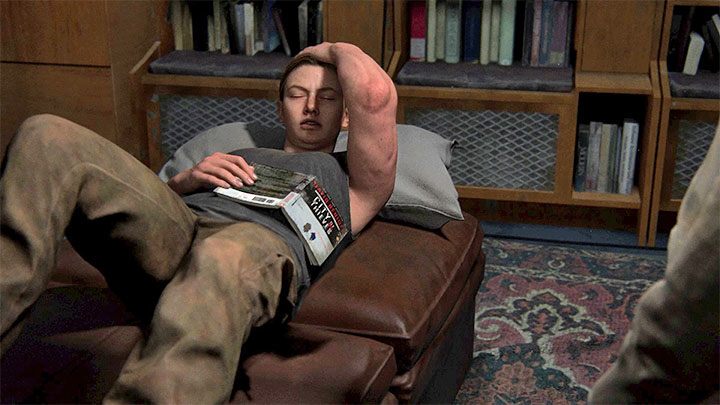 W trakcie rozgrywania poziomu Stadion zauważysz, że Abby zajęta jest czytaniem książki Miasto złodziei - City of Thieves autorstwa Davida Benioffa - The Last of Us 2: Easter-eggi - rozdziały Abby - The Last of Us 2 - poradnik do gry