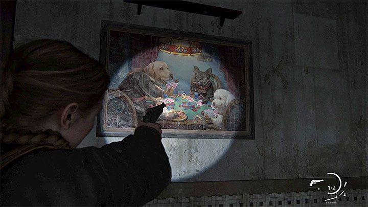 W trakcie prowadzenia rozgrywki jako Abby możesz natrafić na zabawny obraz z psami grającymi w pokera - The Last of Us 2: Easter-eggi - rozdziały Abby - The Last of Us 2 - poradnik do gry