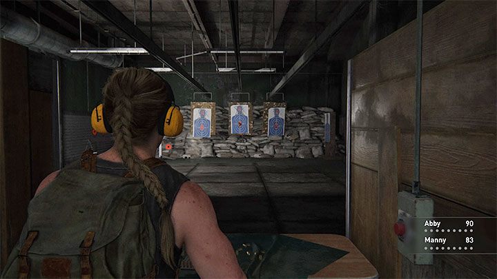 Trafianie w czerwony obszar nagradzane jest 10 punktami, a więc powinieneś ich zdobyć w sumie 90 - The Last of Us 2: Strzelec wyborowy (Sharpshooter) - trofeum - The Last of Us 2 - poradnik do gry