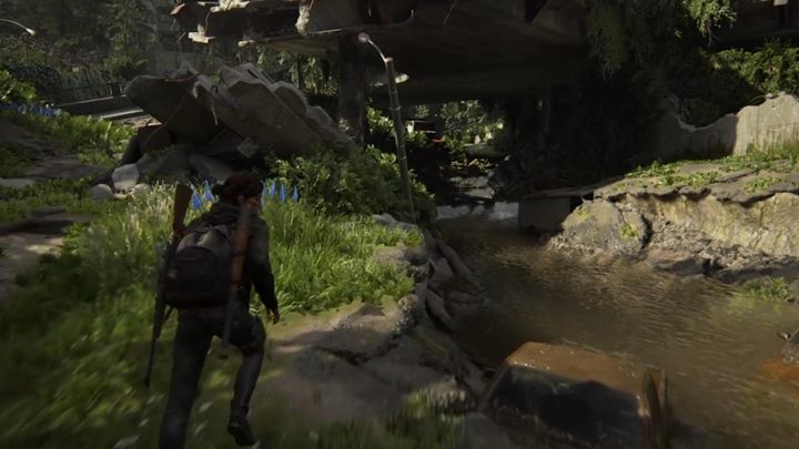 Przejdź przez bramę i idź w stronę strumyczka - The Last of Us 2: Capital Hill, Kanał 13 - solucja, opis przejścia - The Last of Us 2 - poradnik do gry