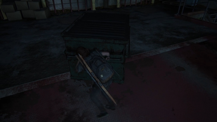 Wejdź przez drzwi do środka, a następnie ustaw kontener na podwyższeniu - The Last of Us 2: W poszukiwaniu Nory - solucja, opis przejścia - The Last of Us 2 - poradnik do gry