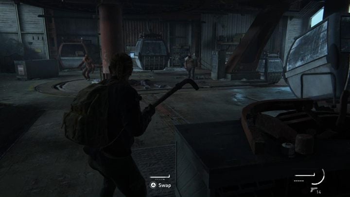 Czeka cię walka z biegaczami, którzy zaczną atakować stację wyciągową - The Last of Us 2: W kleszczach, Górski Dom - solucja, opis przejścia - The Last of Us 2 - poradnik do gry