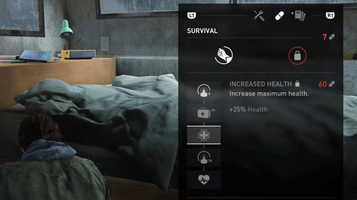 Twoja postać już na starcie posiada dość długi pasek zdrowia, ale możesz go jeszcze bardziej zwiększyć - The Last of Us 2: Leczenie - The Last of Us 2 - poradnik do gry