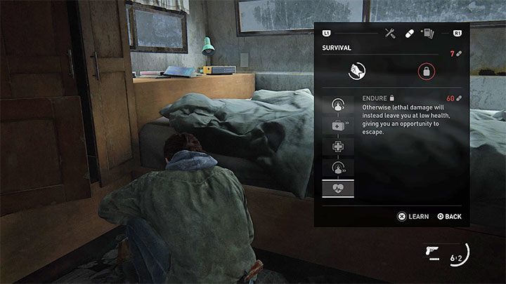 Drzewko to zawiera umiejętności usprawniające tryb nasłuchiwania oraz zwiększające szanse przeżycia m - The Last of Us 2: Podręczniki, umiejętności pasywne - The Last of Us 2 - poradnik do gry