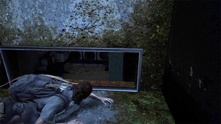 Główne wejście do budynku jest zamknięte, ale obok znajdziesz otwór pozwalający dostać się do piwnicy - The Last of Us 2: Podręczniki, umiejętności pasywne - The Last of Us 2 - poradnik do gry