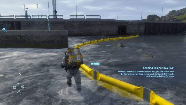 Przed miejscem oddania paczki musisz przedostać się przez rzekę - Death Stranding: Prolog i rozdział 1 - Bridget | Opis przejścia, solucja - Death Stranding - poradnik do gry