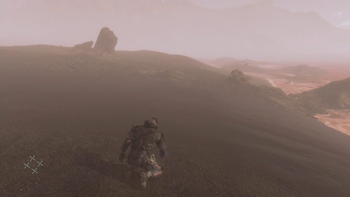 Jeśli usiądzie na ziemi nie podnoś go, chwilę później rozpocznie się przerywnik filmowy - Death Stranding: Rozdział 13 - Sam Strand | Opis przejścia, solucja - Death Stranding - poradnik do gry