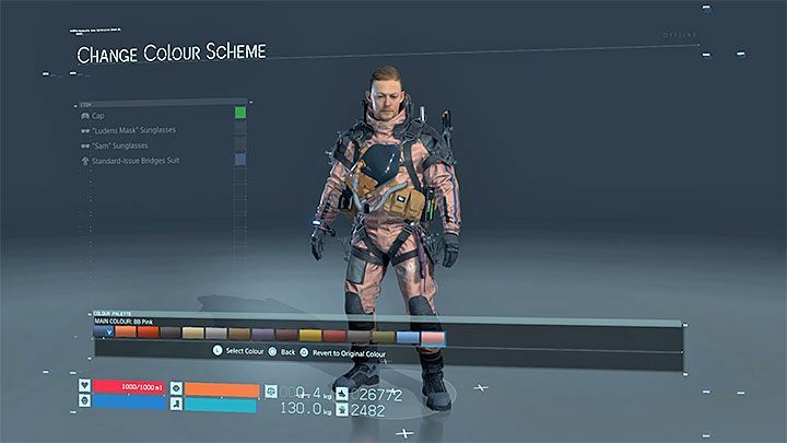 Początkowo możesz zmieniać kolor jedynie dla okularów i czapki - Czy można zmienić wygląd głównego bohatera w Death Stranding? - Death Stranding - poradnik do gry