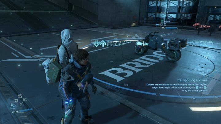 Na początku tego zadania musisz ponieść zwłoki i umieścić je na swoich plecach - Death Stranding: Rozdział 7 - Clifford | Opis przejścia, solucja - Death Stranding - poradnik do gry