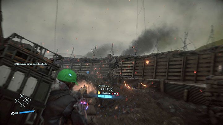 Po odnalezieniu przeciwników skupiaj się zawsze na zidentyfikowaniu i atakowaniu Ungera, gdyż dostateczne osłabienie go przepędzi całą grupę - Clifford Unger - rozdział 4 | Boss w Death Stranding - Death Stranding - poradnik do gry