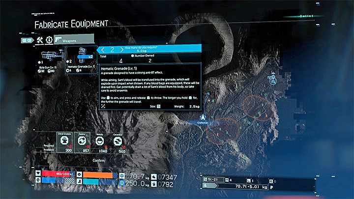 Tak, w Death Stranding jest dostępny crafting i możesz dzięki niemu wytwarzać nowe przedmioty - Death Stranding - poradnik do gry