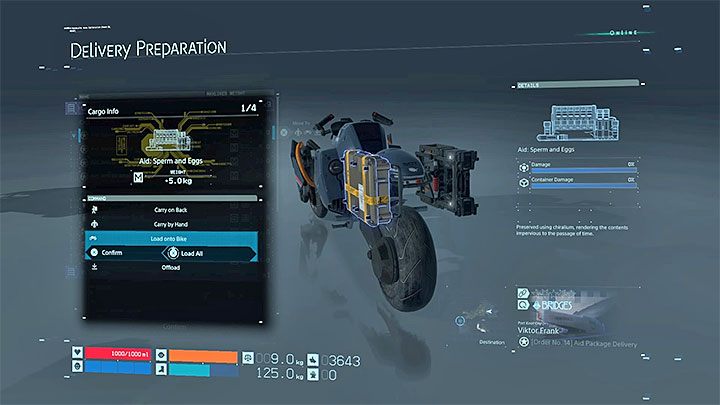 Po tym jak dzięki postępom w głównej fabule odblokujesz motocykle i inne pojazdy (w tym czterokołowe) będziesz mógł używać ich nie tylko do szybszego podróżowania po świecie gry, ale również do odciążania głównego bohatera - Porady na start do Death Stranding - Death Stranding - poradnik do gry