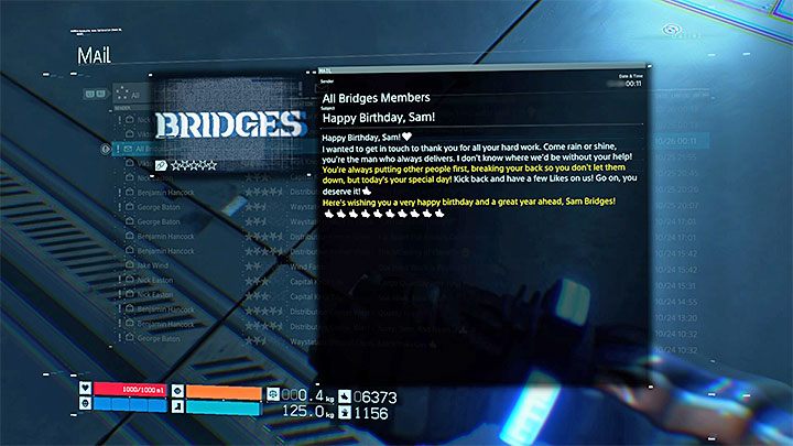 W dniu urodzin otrzymasz maila z życzeniami urodzinowymi nadesłanego w imieniu wszystkich NPC-ów zarządzających siecią połączeń - Co wydarzy się w urodziny w Death Stranding? - Death Stranding - poradnik do gry