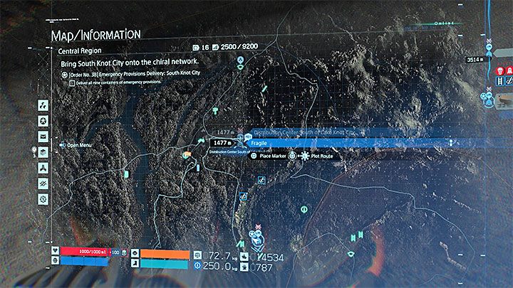 W celu uniknięcia detonacji bomby wyrusz do centrum dystrybucyjnego - Distribution Center South of Lake Knot City, czyli do lokacji, w której na bohatera czeka Fragile - Jak powstrzymać eksplozję bomby termonuklearnej w Death Stranding? - Death Stranding - poradnik do gry