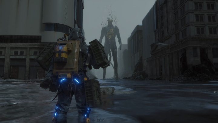 Postać jest ogromna i bardzo wysoka - Gigant | Boss w Death Stranding - Death Stranding - poradnik do gry