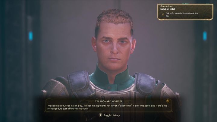 Tuż po wylądowaniu na Pionierze zostaniesz zatrzymany przez kapitana Leonarda Wheelera - Spóźniony transport | Misja poboczna w The Outer Worlds - The Outer Worlds - poradnik do gry