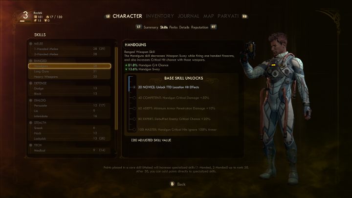 Umiejętności zostały podzielone na kilka kategorii. - Rozwój postaci, umiejętności i perki w The Outer Worlds - The Outer Worlds - poradnik do gry