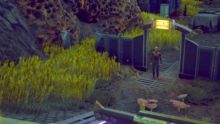 Następnie możesz udać się do ostatniego budynku po prawej i porozmawiać z Charlotte przez interkom - Tam i z powrotem | Misja poboczna w The Outer Worlds - The Outer Worlds - poradnik do gry