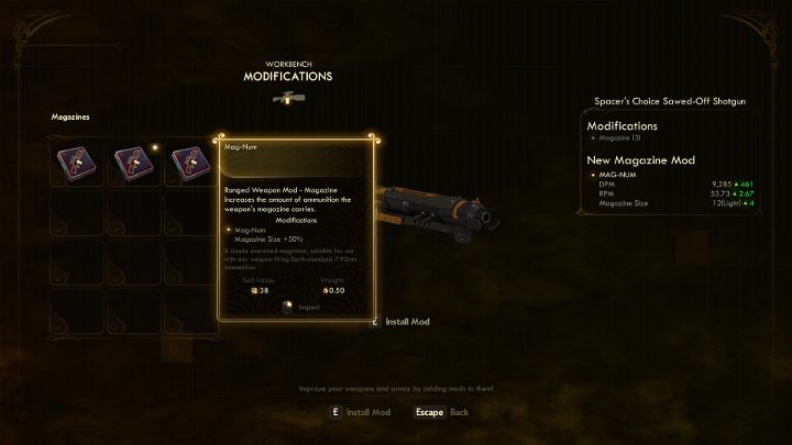 Dzięki modyfikacjom możesz np. zmienić typ obrażeń. - Crafting - ulepszanie i modyfikowanie uzbrojenia w The Outer Worlds - The Outer Worlds - poradnik do gry