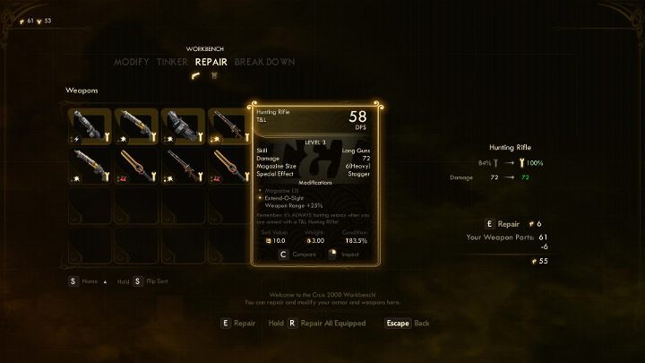 Zużyte uzbrojenie traci swoje właściwości. - Crafting - ulepszanie i modyfikowanie uzbrojenia w The Outer Worlds - The Outer Worlds - poradnik do gry