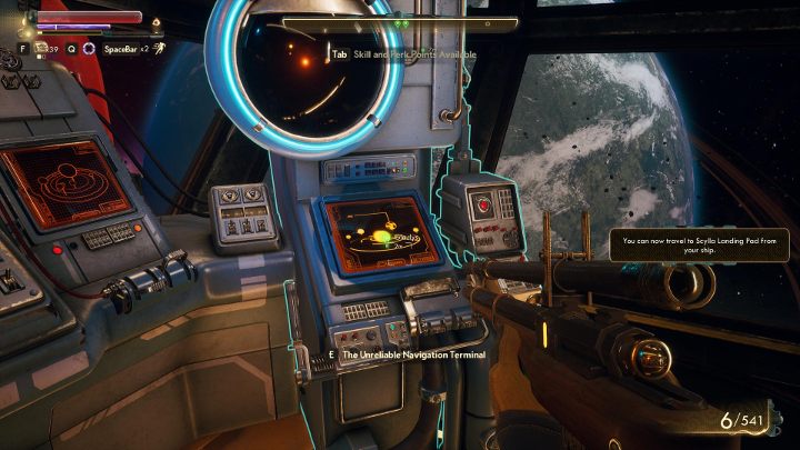 Dzięki nawigacyjnemu terminalowi Zawodnego możesz podróżować na inne planety. - Statek kosmiczny - Zawodny | The Outer Worlds - The Outer Worlds - poradnik do gry