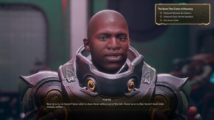Tuż po wejściu do środka natrafisz na Portera i jego oddział - Przyszła na Rozarium zagłada | Misja poboczna w The Outer Worlds - The Outer Worlds - poradnik do gry