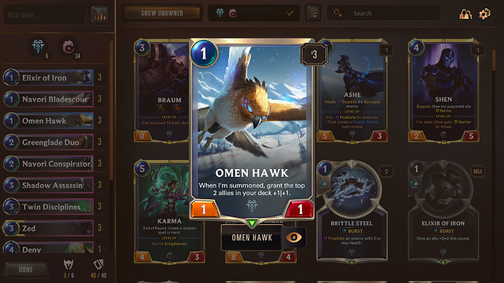 Defensywa nie jest może najmocniejszą stroną prezentowanej talii więc często będziesz musiał korzystać z zaklęć wspomagających (Elixir of Iron, Twin Disciplines), które ułatwią Ci wykonanie korzystnej wymiany ze stronnikiem przeciwnika lub nawet na odesłanie niewygodnego przeciwnika do ręki Gracza ( - Ionia & Freljord | Najlepsze talie | Legends of Runeterra - Legends of Runeterra - poradnik do gry