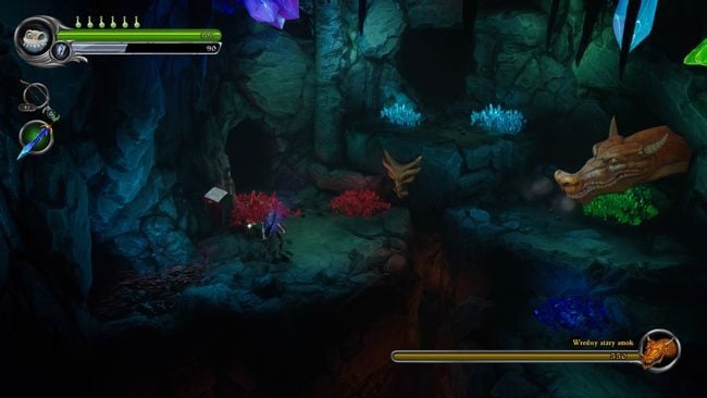 Idźcie wzdłuż jaskinii, obejdźcie dziurę z wodą i wybijcie wszystkie stwory - Kryształowe Jaskinie | Opis przejścia MediEvil - MediEvil - poradnik do gry