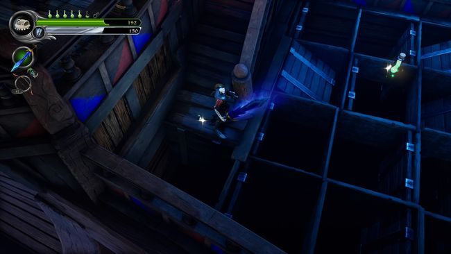 Teraz jest dosyć prosta sekwencja, unikajcie beczek, kryjąc się we wnękach lub blokując tarczą - Statek widmo | Opis przejścia MediEvil - MediEvil - poradnik do gry