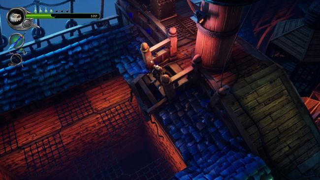 Macie teraz dwie drogi do przedostania się na drugą stronę, łatwiej powinno być po drewnianych plaftormach z armatami - Statek widmo | Opis przejścia MediEvil - MediEvil - poradnik do gry