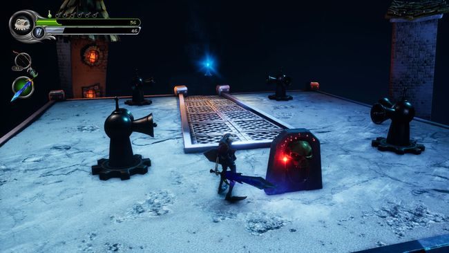 Gdy złapiecie Runę, możecie wejść do SEKRETU, wykonajcie skok X+R1 na platformę z 3 kuframi, wrócicie się również do początku poziomu - Maszyna czasu | Opis przejścia MediEvil - MediEvil - poradnik do gry