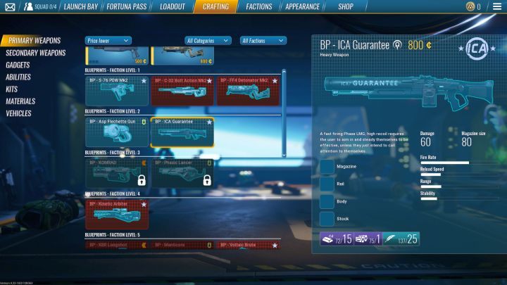 Nowe bronie odblokowuje się w zakładce Przeróbki (Crafting). - The Cycle - poradnik do gry