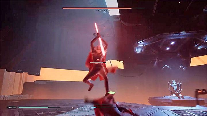 Trilla ma także w swoim wachlarzu bardziej tradycyjne czerwone ataki - Druga Siostra - finałowy boss | Boss w Jedi Upadły Zakon / Fallen Order - Star Wars Jedi Fallen Order - poradnik do gry