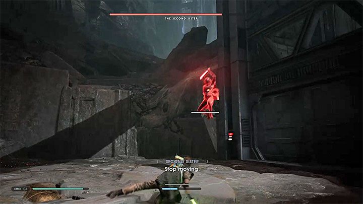 W dalszej fazie pojedynku Druga Siostra zacznie też stosować ataki z powietrza - Druga Siostra (planeta Zeffo) | Boss w Jedi Upadły Zakon / Fallen Order - Star Wars Jedi Fallen Order - poradnik do gry